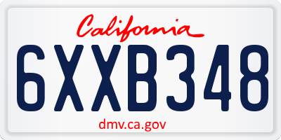 CA license plate 6XXB348