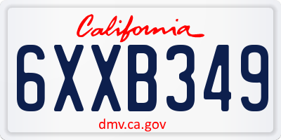 CA license plate 6XXB349