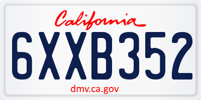 CA license plate 6XXB352