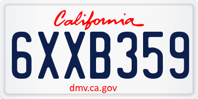 CA license plate 6XXB359