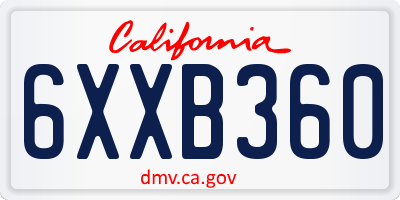 CA license plate 6XXB360