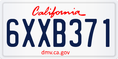 CA license plate 6XXB371