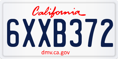 CA license plate 6XXB372