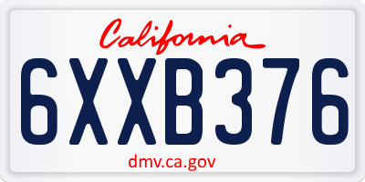 CA license plate 6XXB376