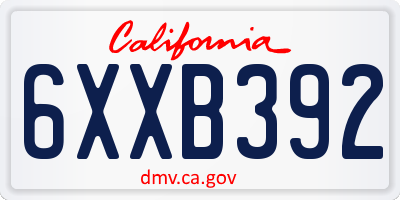CA license plate 6XXB392