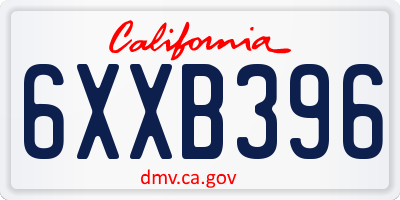CA license plate 6XXB396