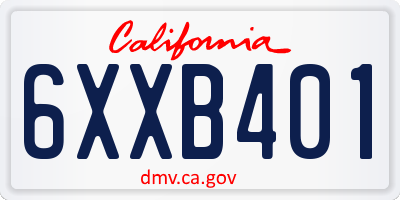CA license plate 6XXB401