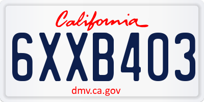 CA license plate 6XXB403