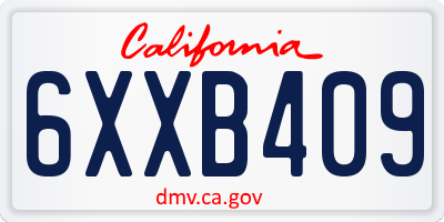 CA license plate 6XXB409