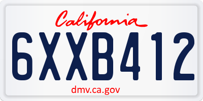 CA license plate 6XXB412