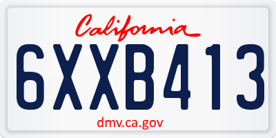 CA license plate 6XXB413