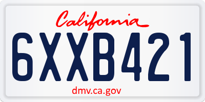CA license plate 6XXB421