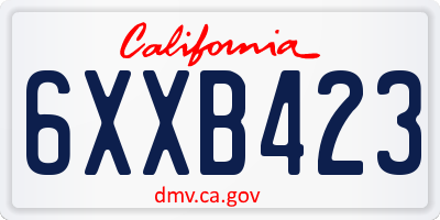 CA license plate 6XXB423