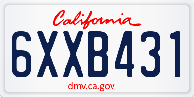 CA license plate 6XXB431