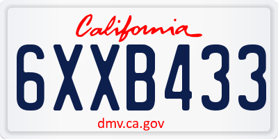 CA license plate 6XXB433