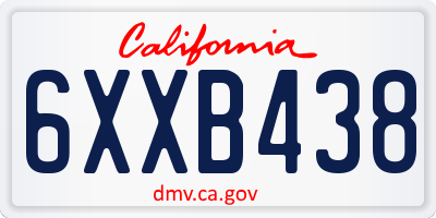 CA license plate 6XXB438