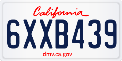 CA license plate 6XXB439