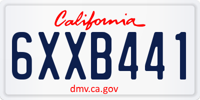 CA license plate 6XXB441