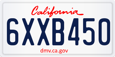 CA license plate 6XXB450