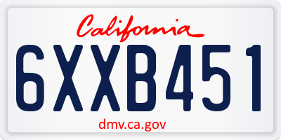 CA license plate 6XXB451