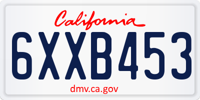 CA license plate 6XXB453