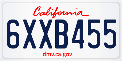 CA license plate 6XXB455