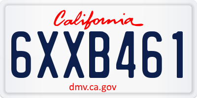 CA license plate 6XXB461