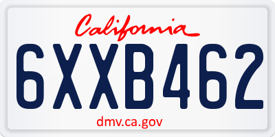 CA license plate 6XXB462
