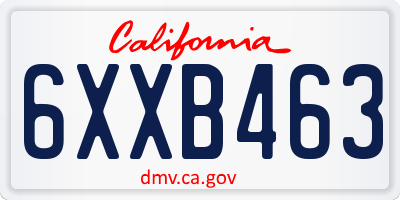 CA license plate 6XXB463