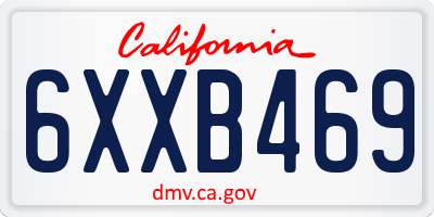 CA license plate 6XXB469