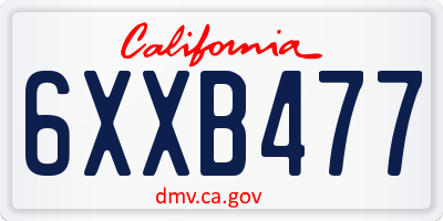 CA license plate 6XXB477