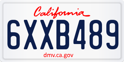 CA license plate 6XXB489