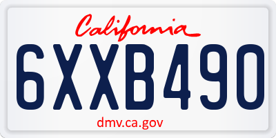 CA license plate 6XXB490