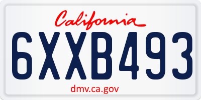 CA license plate 6XXB493