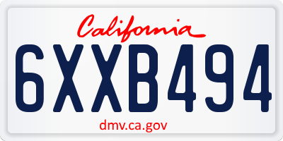 CA license plate 6XXB494