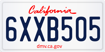 CA license plate 6XXB505