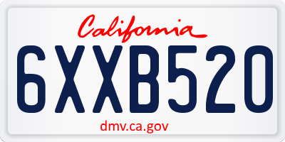 CA license plate 6XXB520