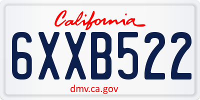 CA license plate 6XXB522