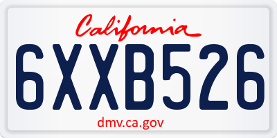 CA license plate 6XXB526