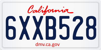 CA license plate 6XXB528