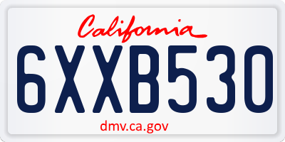 CA license plate 6XXB530