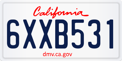 CA license plate 6XXB531