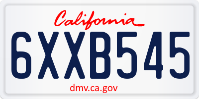 CA license plate 6XXB545