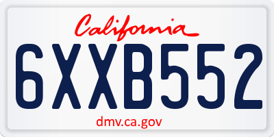 CA license plate 6XXB552