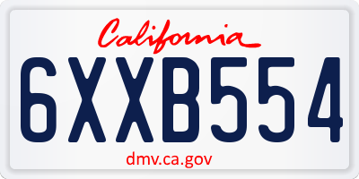 CA license plate 6XXB554