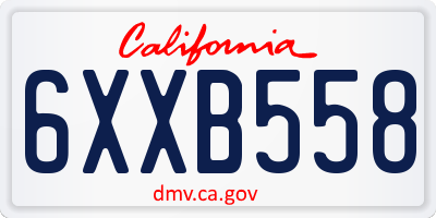 CA license plate 6XXB558