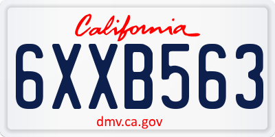 CA license plate 6XXB563