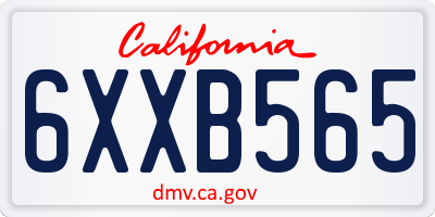CA license plate 6XXB565