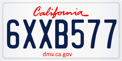 CA license plate 6XXB577