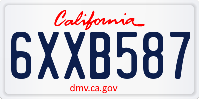 CA license plate 6XXB587